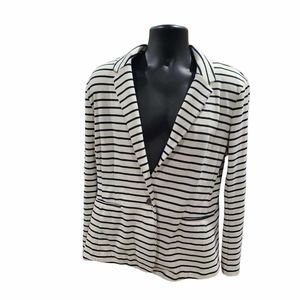 Navy Blue and white women's blazer